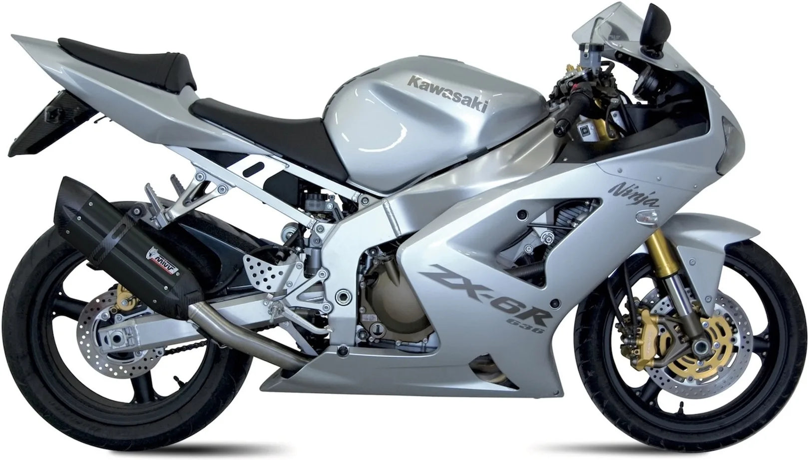 Tubo De Escape Con Homologación Acústica Suono Acero Negro Carbono - Mivv Compatible Con Kawasaki Zx 6R 636 (2003-2004)