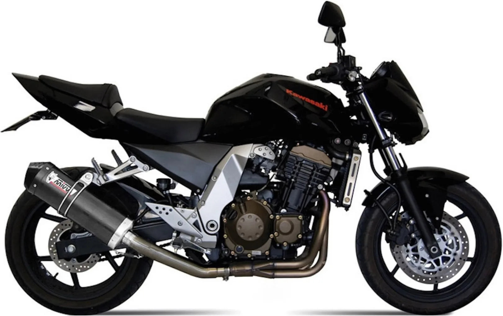 Tubo De Escape Con Homologación Acústica Oval Carbono Carbono - Mivv Compatible Con Kawasaki Z 750 (2004-2006)