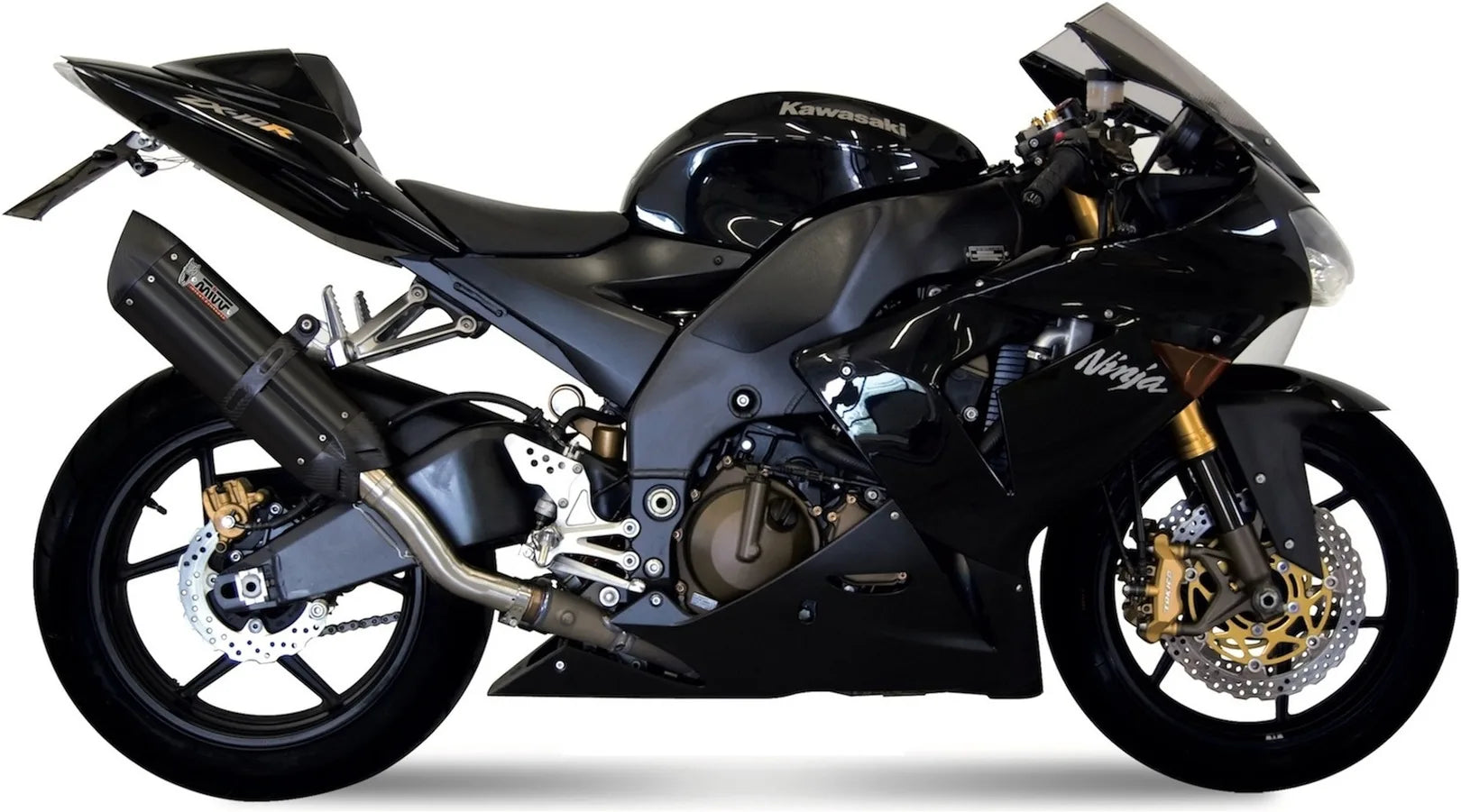 Tubo De Escape Con Homologación Acústica Suono Acero Negro Carbono - Mivv Compatible Con Kawasaki Zx-10R (2004-2005)