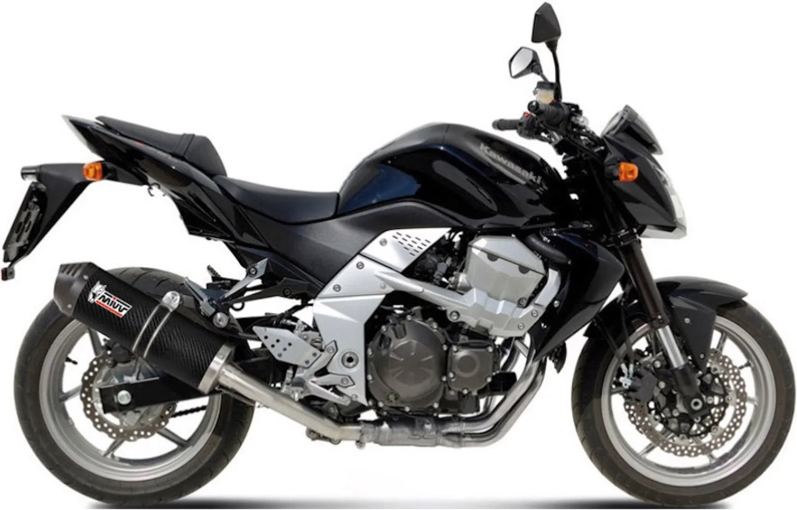 Tubo De Escape Con Catalizador Y Homologación Acústica Oval Carbono Carbono - Mivv Compatible Con Kawasaki Z 750 (2007-2014)