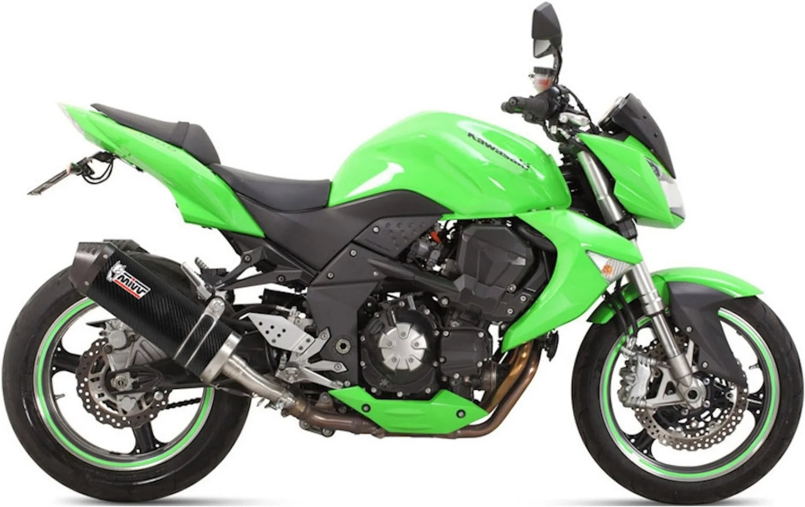 Escape Doble Con Homologación Acústica Oval Carbono Carbono - Mivv Compatible Con Kawasaki Z 1000 (2007-2009)