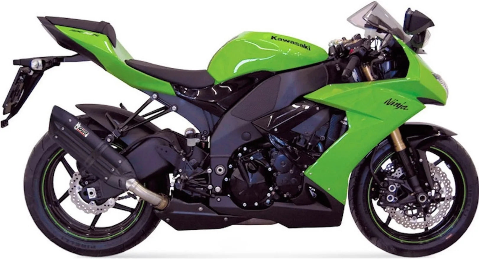 Tubo De Escape Con Homologación Acústica Suono Acero Negro Carbono - Mivv Compatible Con Kawasaki Zx-10R (2008-2010)