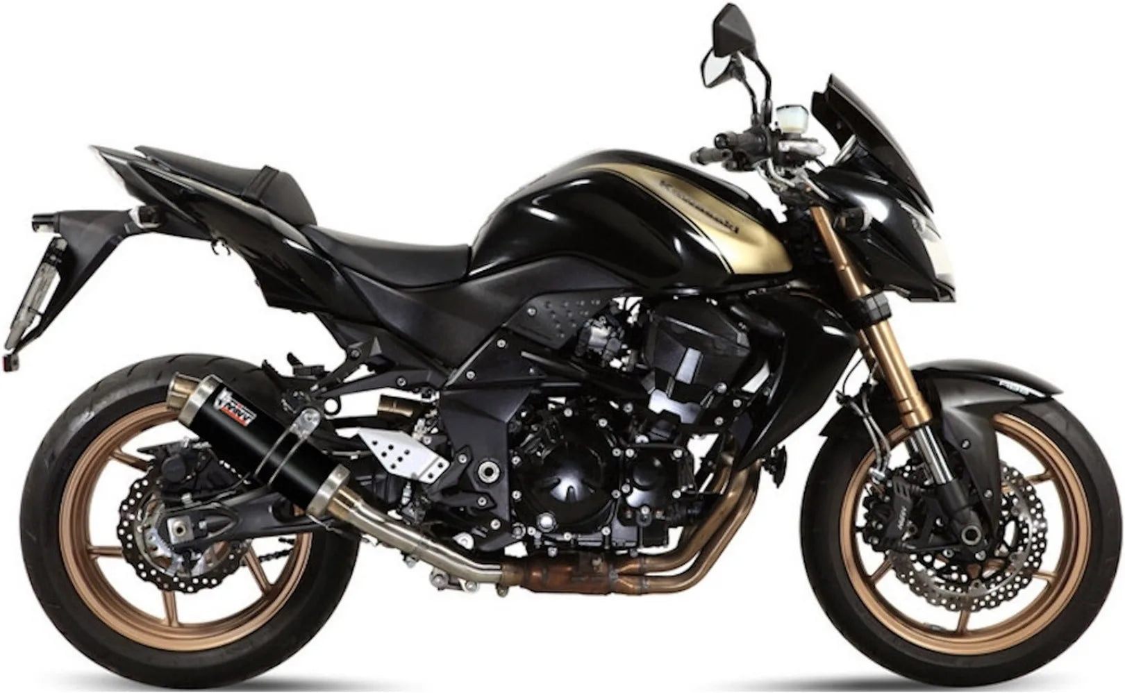 Tubo De Escape Con Catalizador Y Homologación Acústica Gp Acero Negro - Mivv Compatible Con Kawasaki Z 750 R (2011-2014)
