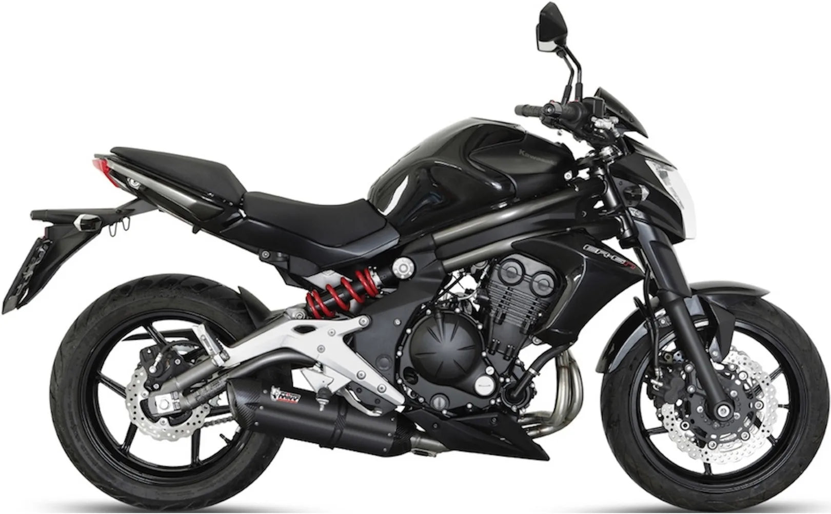 Sistema De Escape Completo Sin Catalizador Y Con Homologación Acústica Suono Acero Negro Carbono - Mivv Compatible Con Kawasaki Er-6 N (2012-2016)