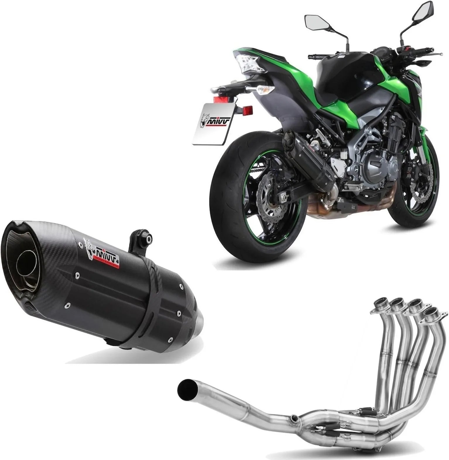 Sistema De Escape Completo Sin Catalizador Y Con Homologación Acústica Suono Acero Negro Carbono - Mivv Compatible Con Kawasaki Z 900 (2017-2024)