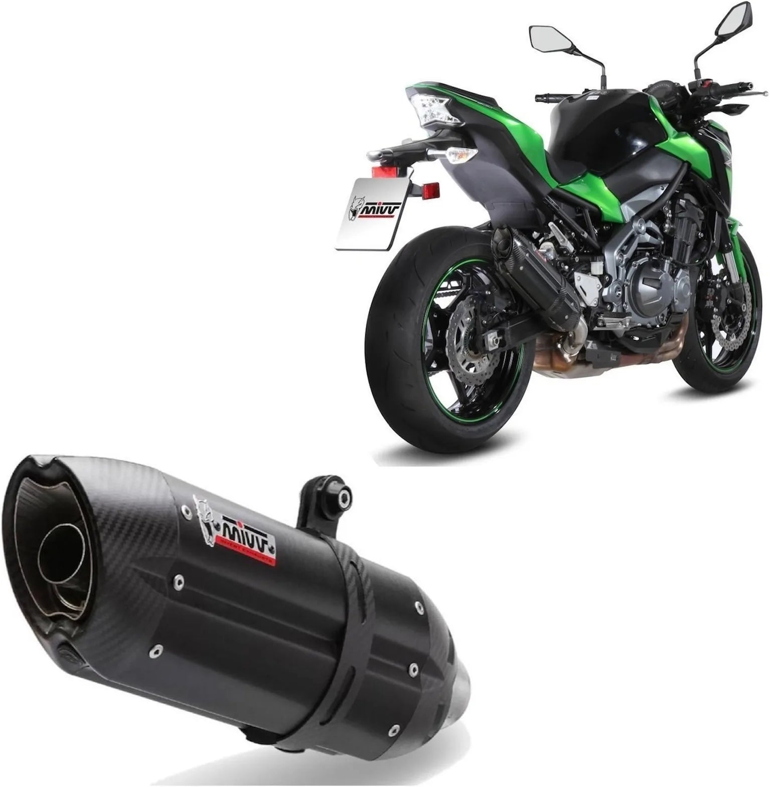 Tubo De Escape Con Homologación Acústica Suono Acero Negro Carbono - Mivv Compatible Con Kawasaki Z 900 (2017-2024)