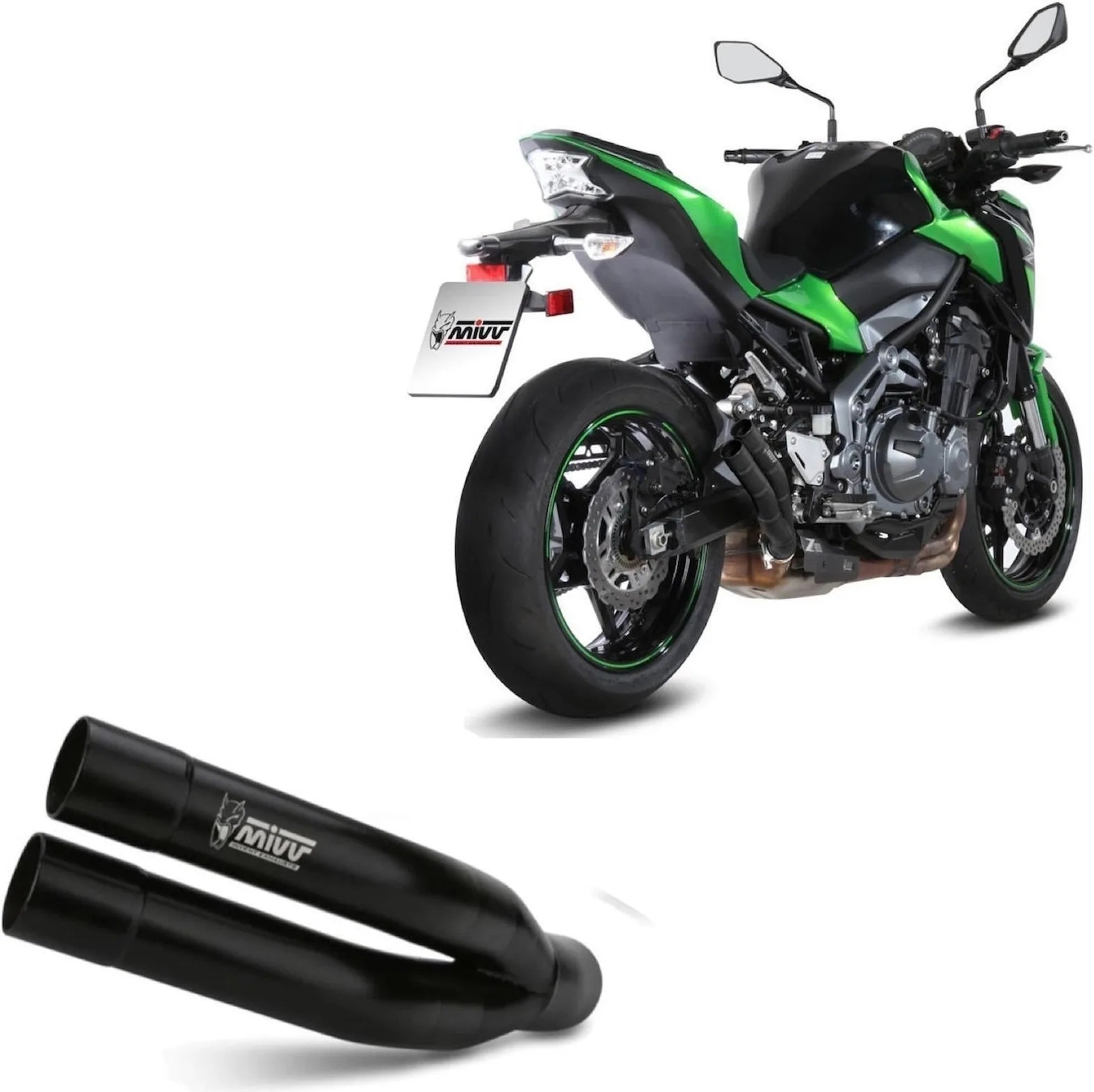 Tubo De Escape Con Homologación Acústica Double Gun Acero Negro - Mivv Compatible Con Kawasaki Z 900 (2017-2024)