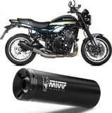 Tubo De Escape Con Homologación Acústica Hr-1 Acero Negro Carbono - Mivv Compatible Con Kawasaki Z 900 Rs (2018-2024)