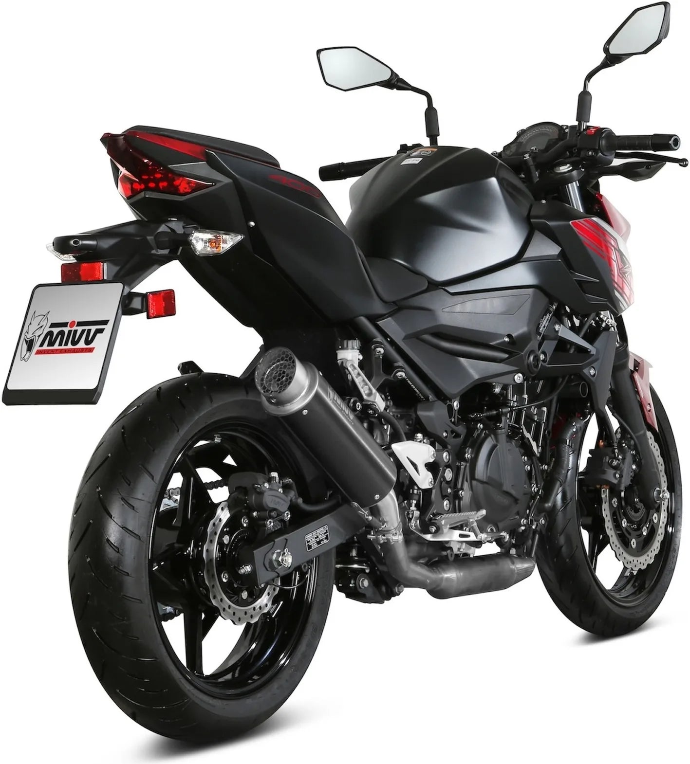 Tubo De Escape Con Homologación Acústica Gppro Acero Negro - Mivv Compatible Con Kawasaki Ninja 400 (2018-2020)