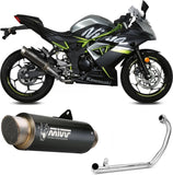 Sistema De Escape Completo Sin Catalizador Y Con Homologación Acústica Gppro Acero Negro - Mivv Compatible Con Kawasaki Ninja 125 (2019-2024)