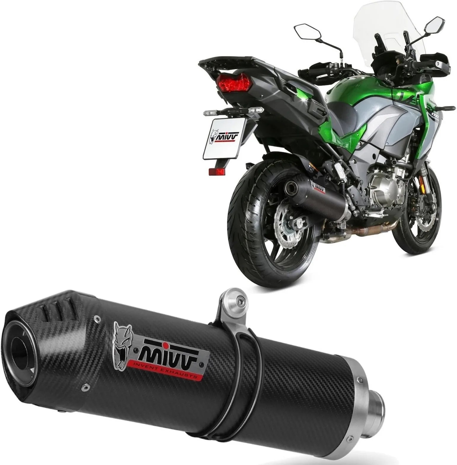 Tubo De Escape Con Homologación Acústica Oval Carbono Carbono - Mivv Compatible Con Kawasaki Versys 1000 (2019-2024)