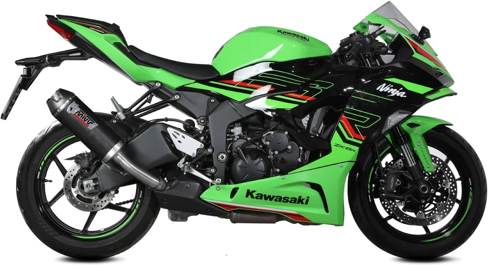 Tubo De Escape Con Homologación Acústica Ak-1 Carbono Carbono - Mivv Compatible Con Kawasaki Ninja Zx-6 R (2021-2024)