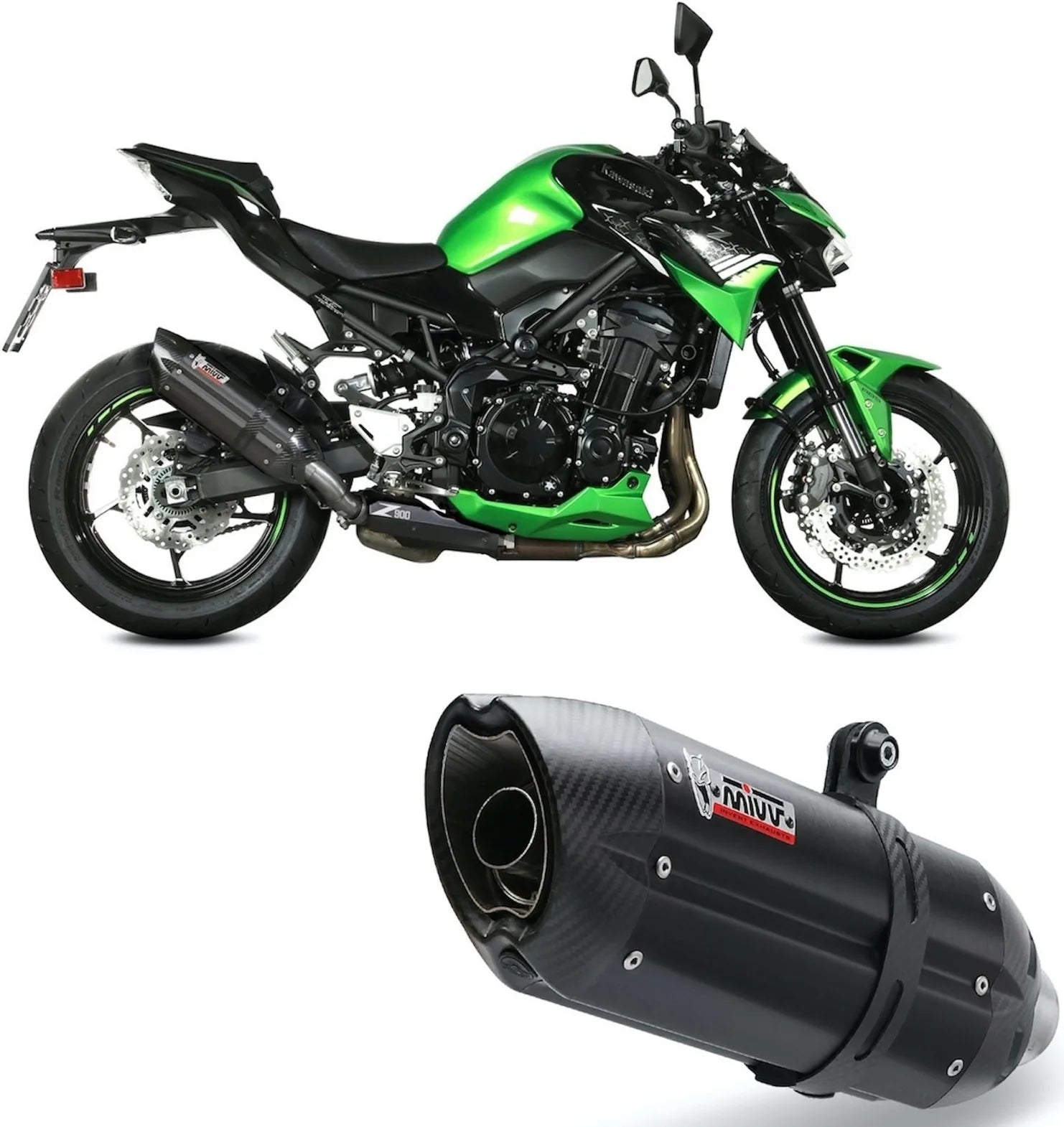 Tubo De Escape Con Homologación Acústica Suono Acero Negro Carbono - Mivv Compatible Con Kawasaki Z 900 (2020-2024)