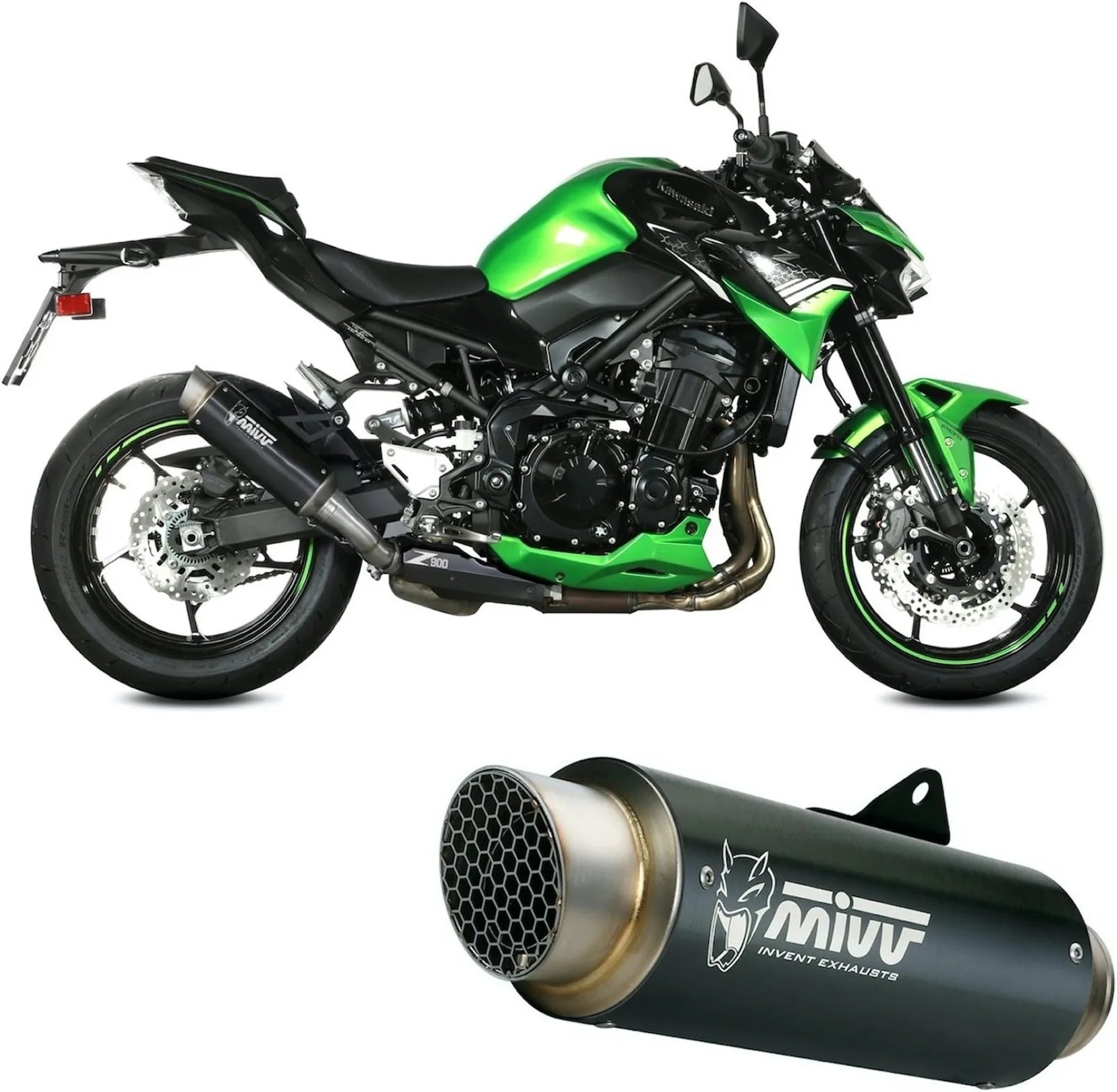 Tubo De Escape Con Homologación Acústica Gppro Acero Negro - Mivv Compatible Con Kawasaki Z 900 (2020-2024)