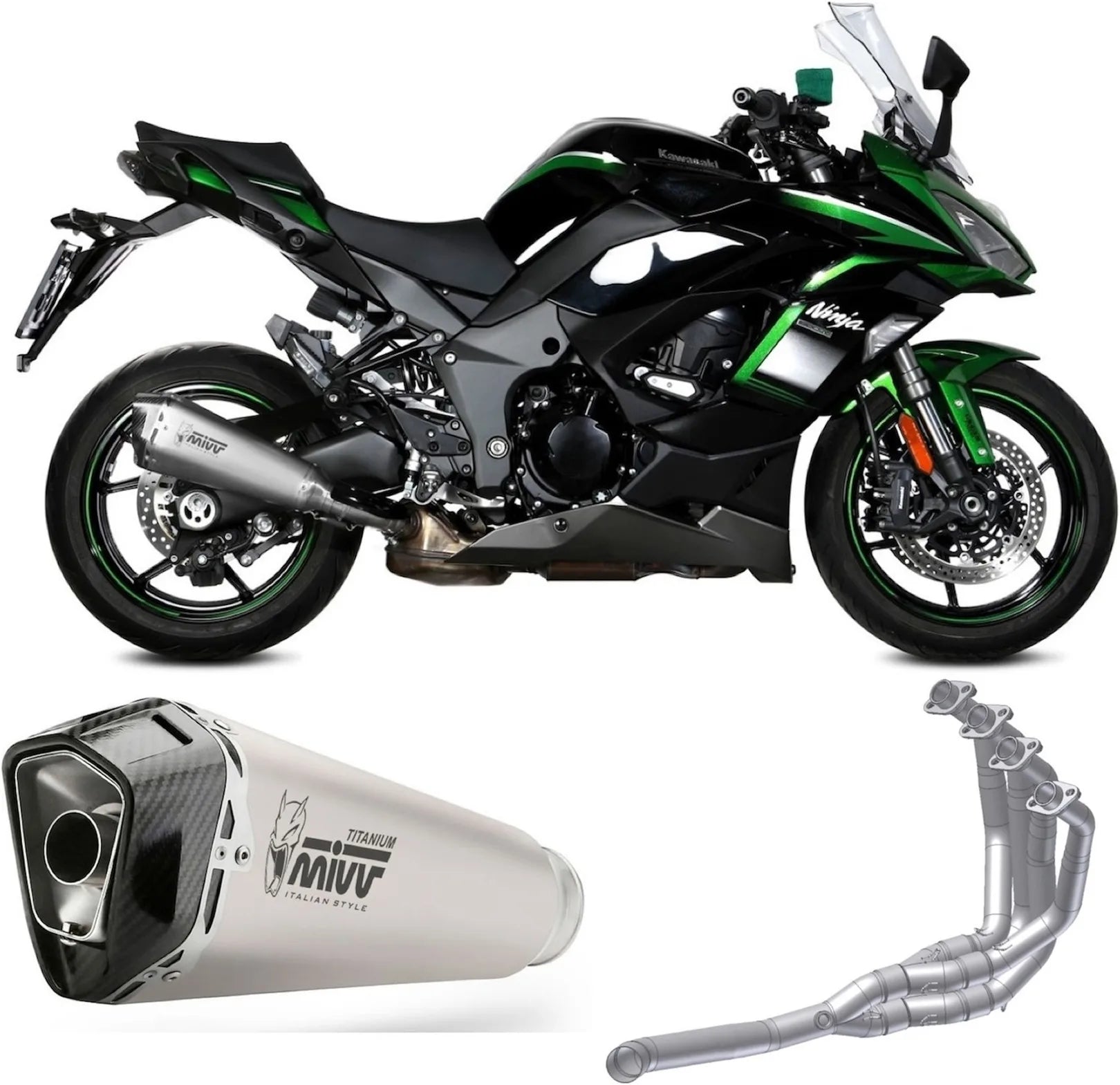Sistema De Escape Completo Sin Catalizador Y Con Homologación Acústica Delta Race Acero Carbono - Mivv Compatible Con Kawasaki Ninja 1000 Tourer (2020-2024)