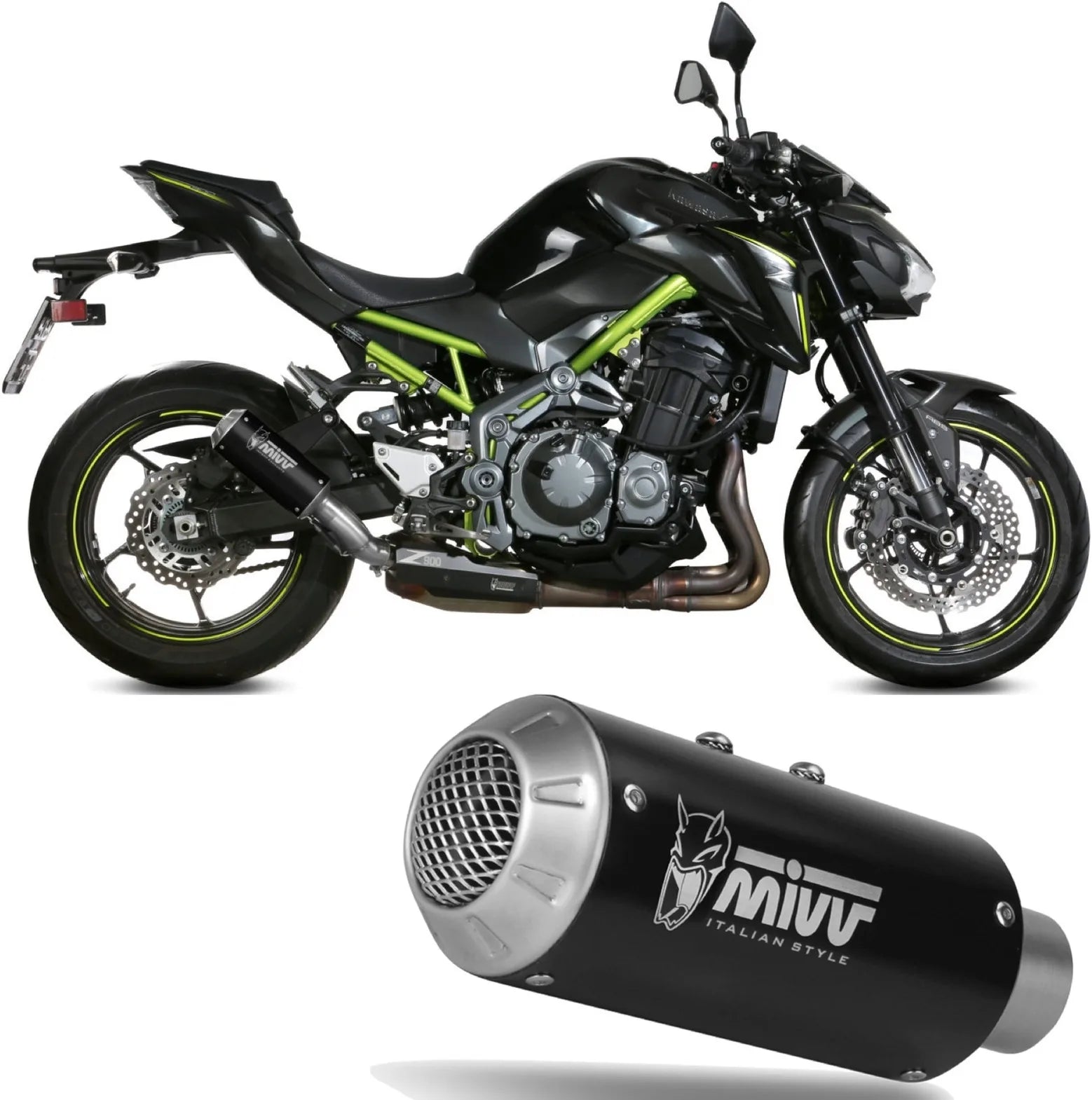 Tubo De Escape Con Homologación Acústica Mk3 Acero Negro - Mivv Compatible Con Kawasaki Z 900 A2 (2017-2024)