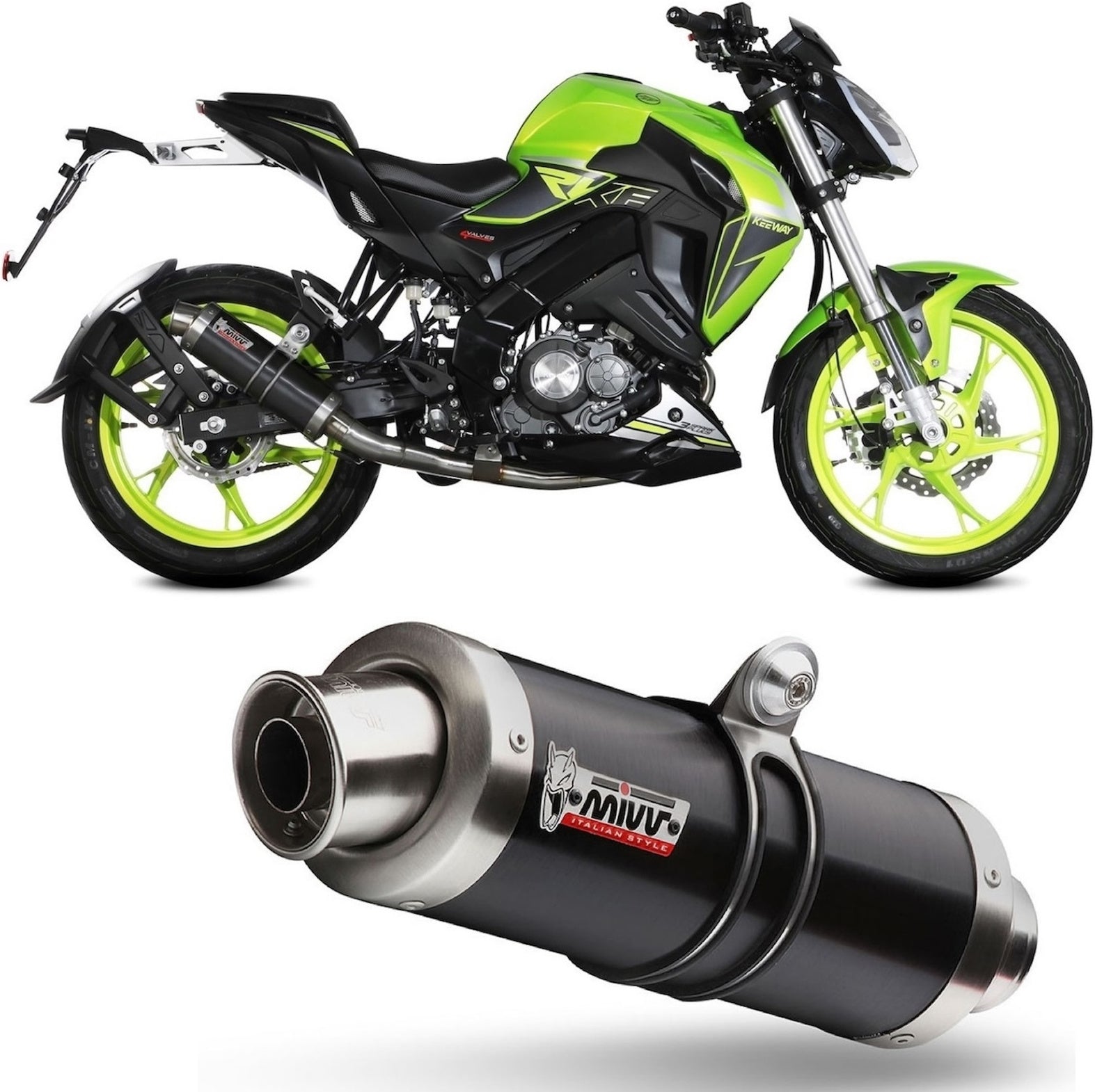 Complete Catalytic Exhaust System With Sound Certification Gp Steel Black - Mivv Compatible With Keeway Rkf 125 (2021-2024)