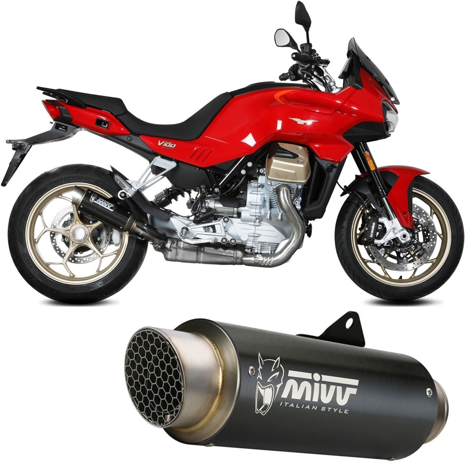 Exhaust Tip With Noise Certification Gppro Carbon - Mivv Compatible With Moto Guzzi V 100 Mandello 1000 (2022-2024)