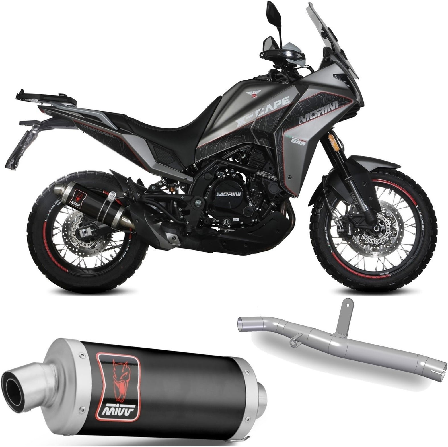 Non-Catalytic Exhaust Tip With Sound Certification Dakar Steel Black - Mivv Compatible With Moto Morini X-Cape 649 (2021-2024)