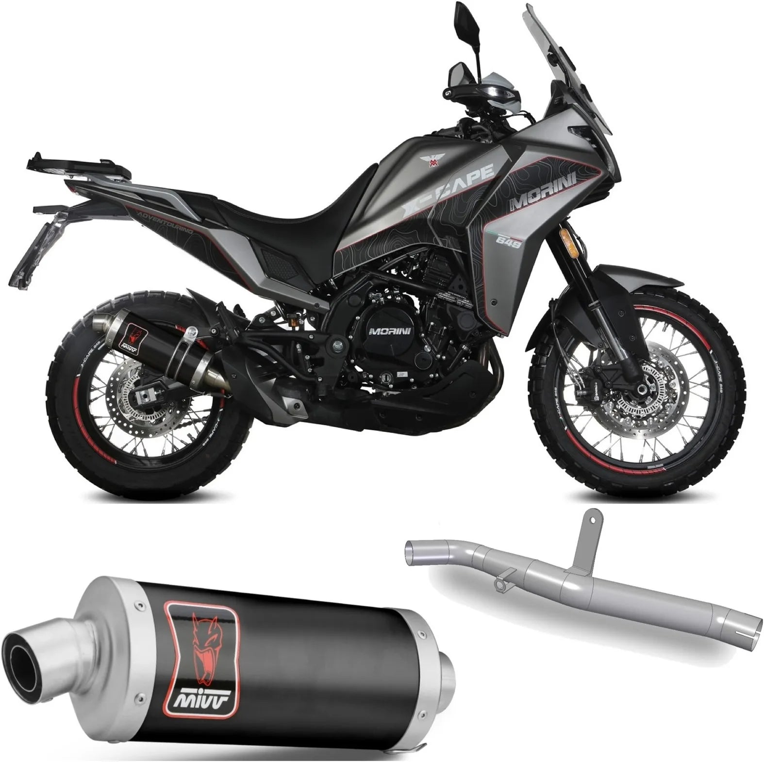 Tubo De Escape Sin Catalizador Y Con Homologación Acústica Dakar Acero Negro - Mivv Compatible Con Moto Morini X-Cape 649 (2021-2024)