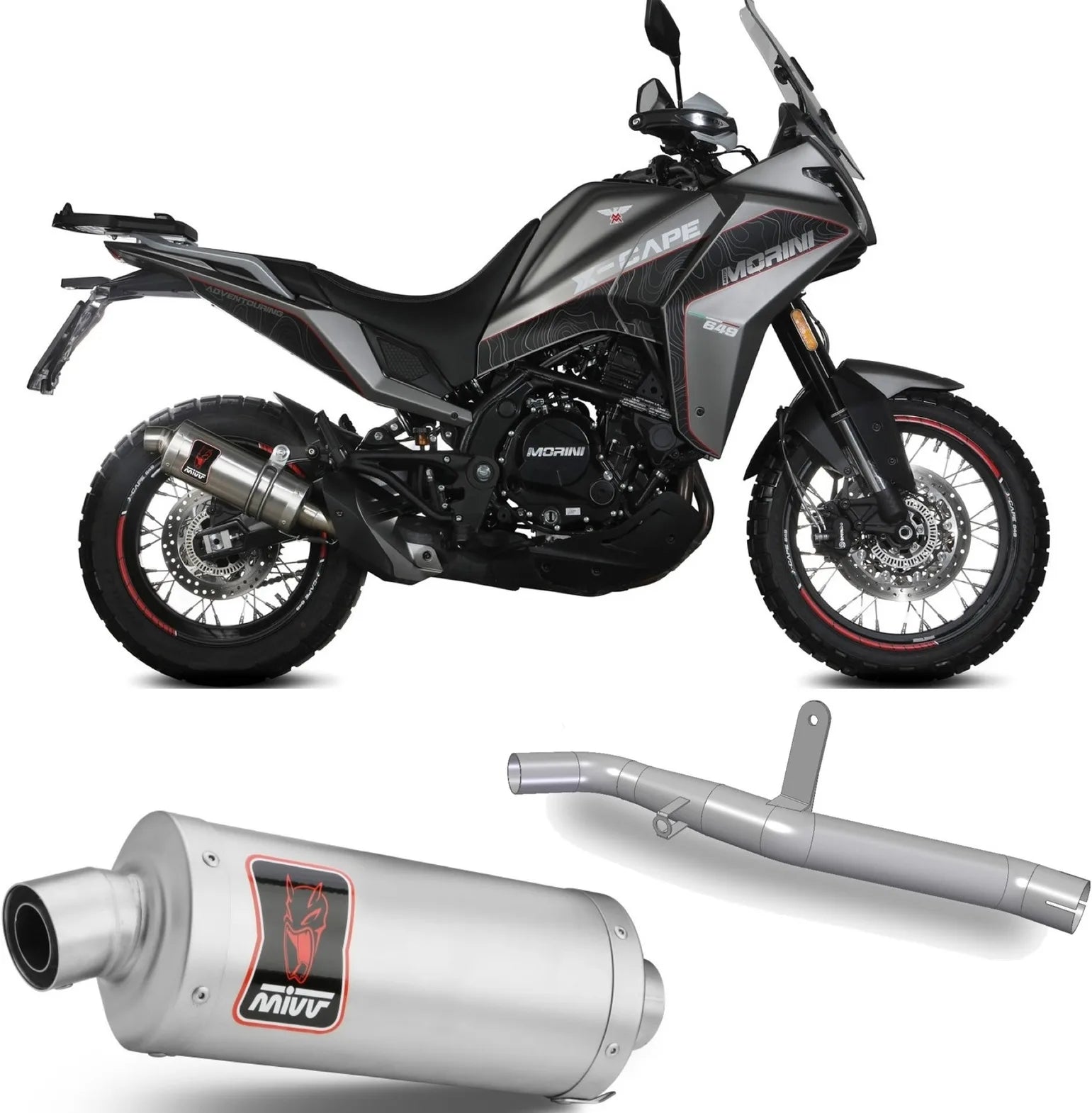 Tubo De Escape Sin Catalizador Y Con Homologación Acústica Dakar Acero - Mivv Compatible Con Moto Morini X-Cape 649 (2021-2024)