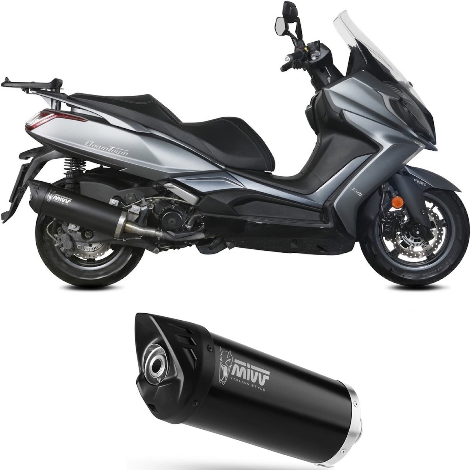 Catalytic Exhaust Tip With Sound Certification Mover Steel Black - Mivv Compatible With Kymco Downtown 350 (2016-2020)
