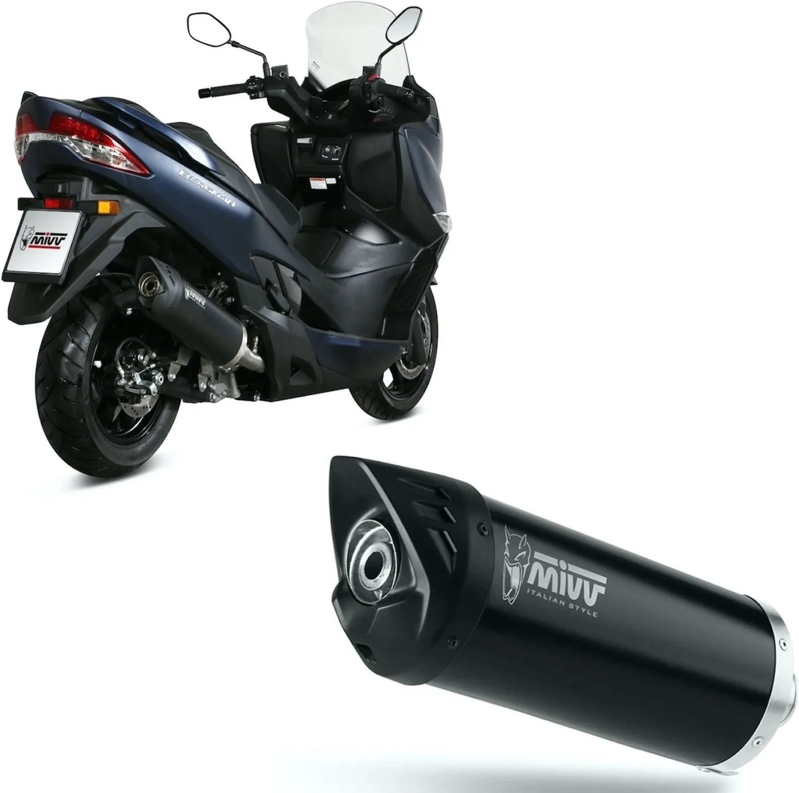 Tubo De Escape Sin Catalizador Y Con Homologación Acústica Mover Acero Negro - Mivv Compatible Con Suzuki An 400 Burgman (2017-2020)
