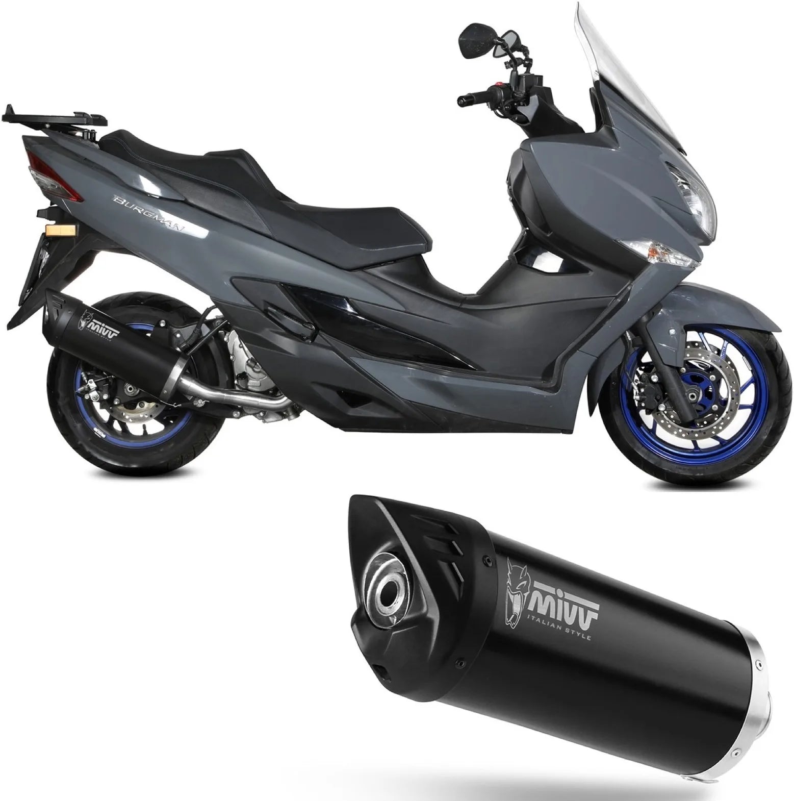 Tubo De Escape Con Catalizador Y Homologación Acústica Mover Acero Negro - Mivv Compatible Con Suzuki An 400 Burgman (2022-2024)