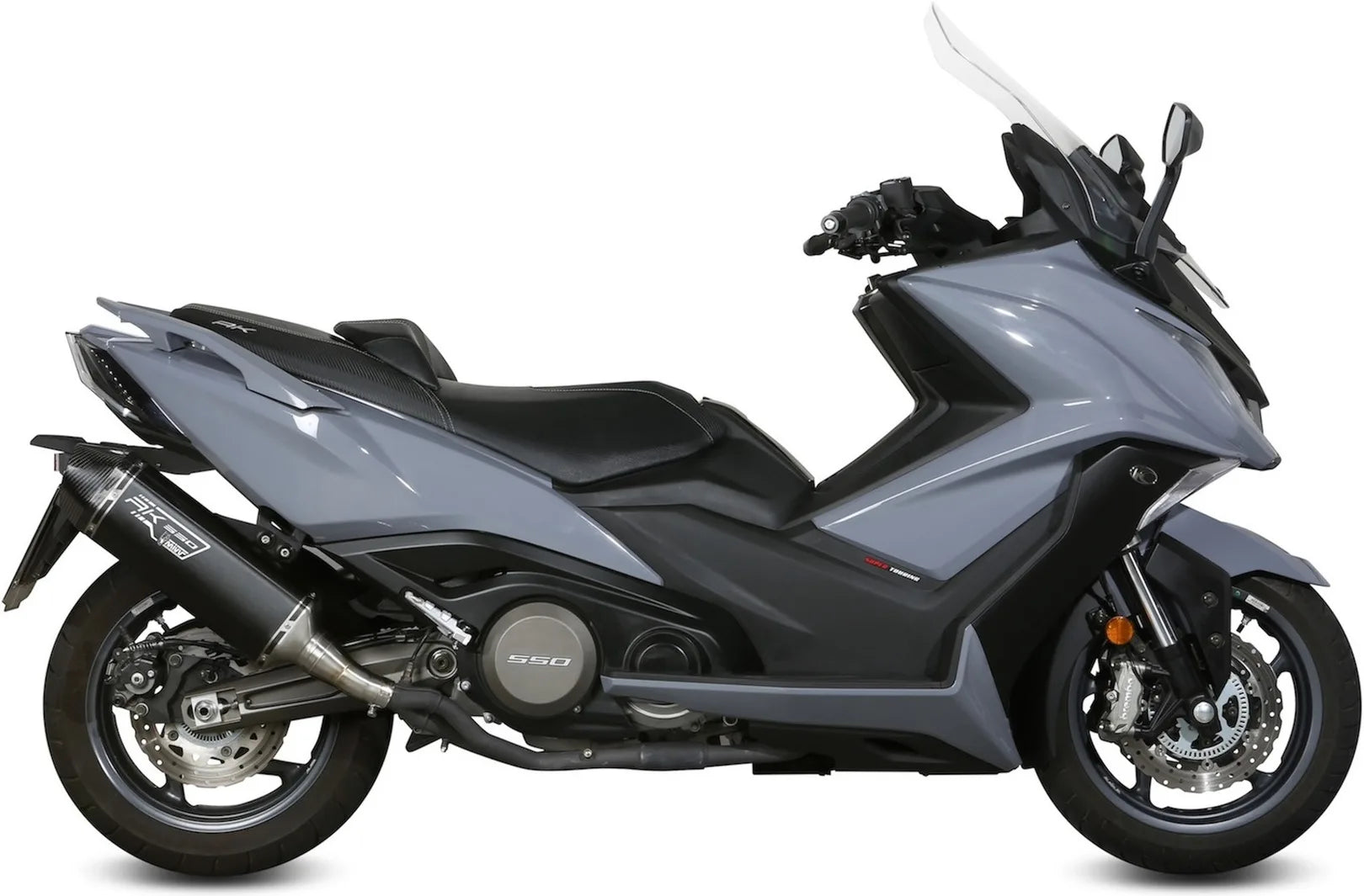 Tubo De Escape Con Catalizador Y Homologación Acústica Speed Edge Acero Negro Carbono - Mivv Compatible Con Kymco Ak 550 (2017-2020)