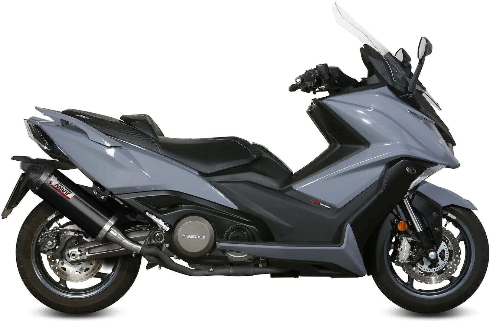 Tubo De Escape Con Catalizador Y Homologación Acústica Oval Acero Negro Carbono - Mivv Compatible Con Kymco Ak 550 (2017-2020)
