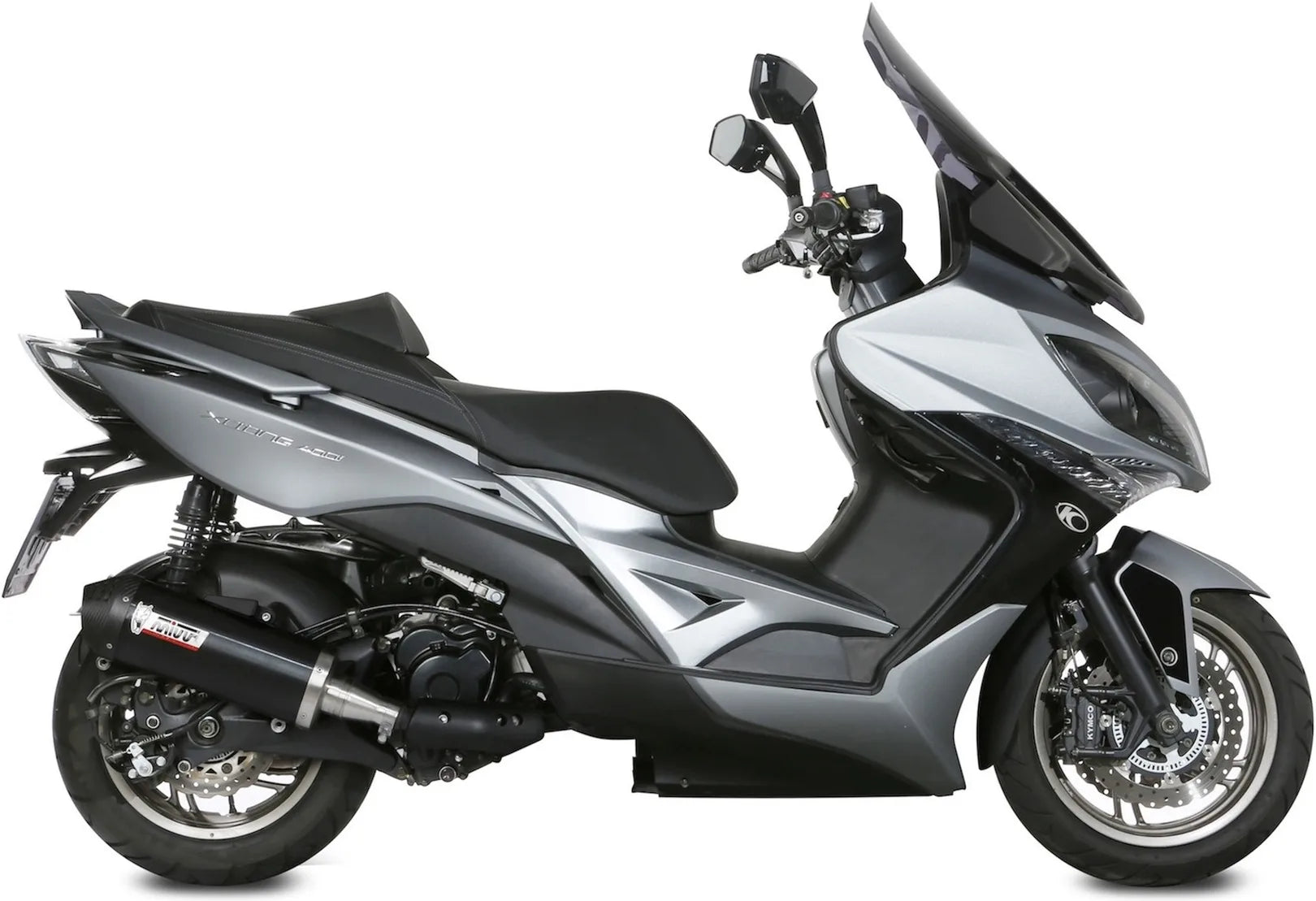 Tubo De Escape Con Catalizador Y Homologación Acústica Oval Acero Negro Carbono - Mivv Compatible Con Kymco Xciting 400 (2013-2018)