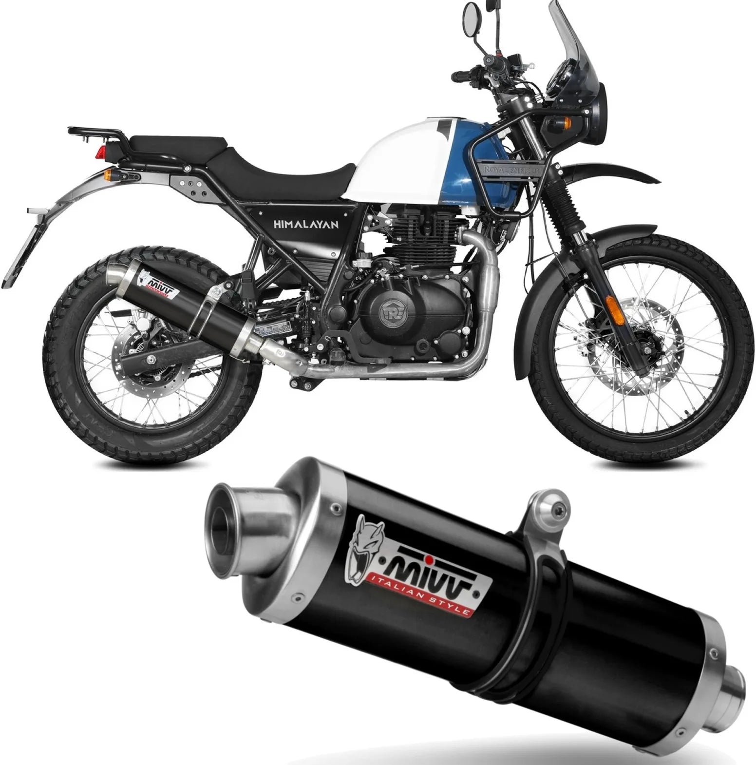 Tubo De Escape Con Catalizador Y Homologación Acústica Oval Acero Negro - Mivv Compatible Con Royal Enfield Himalayan (2021-2023)