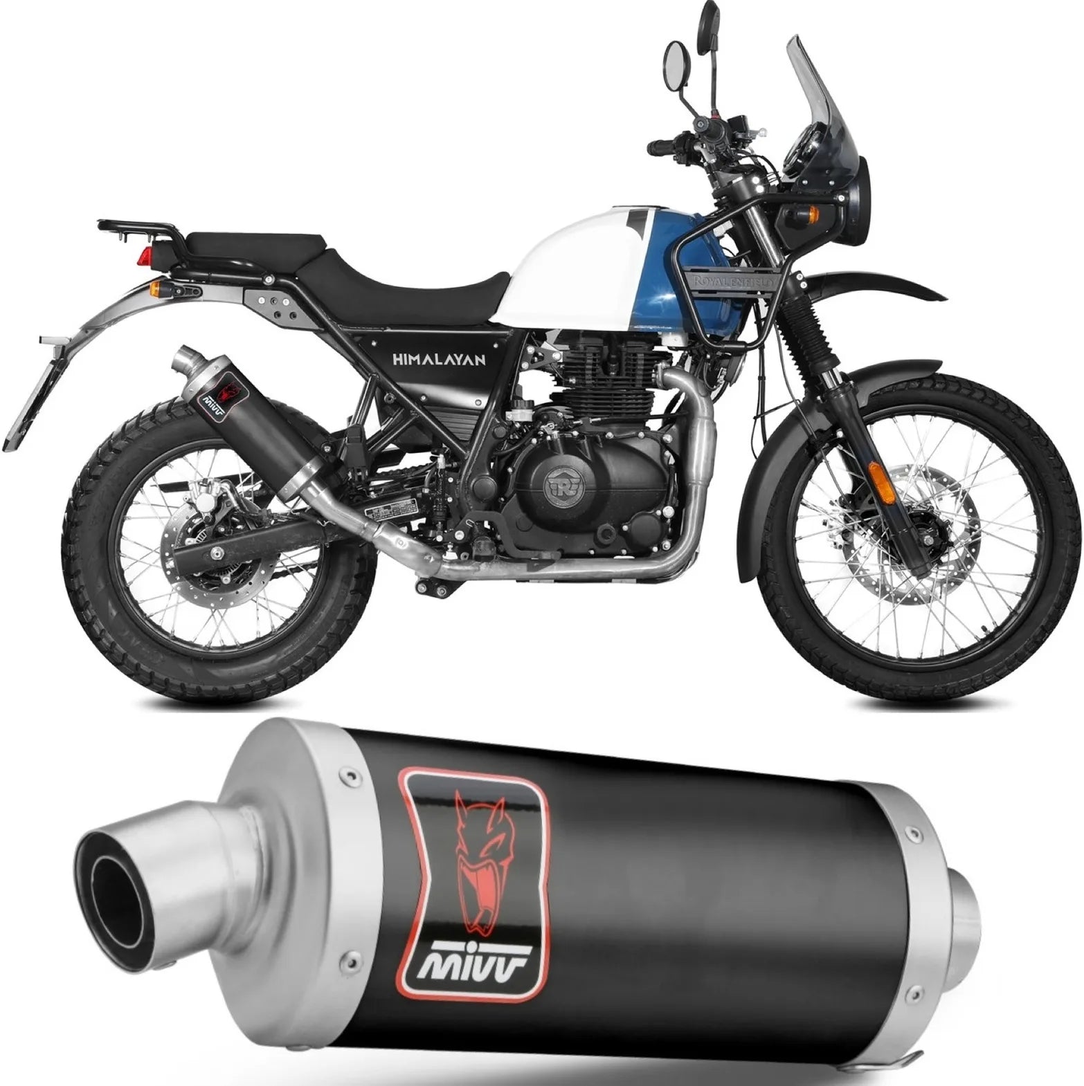 Tubo De Escape Con Catalizador Y Homologación Acústica Dakar Acero Negro - Mivv Compatible Con Royal Enfield Himalayan (2021-2023)