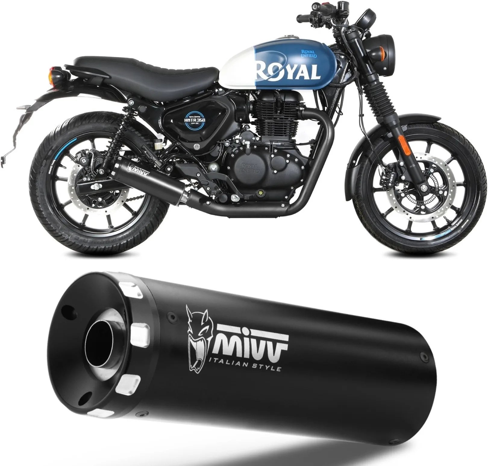 Tubo De Escape Con Homologación Acústica Hr-1 Acero Negro - Mivv Compatible Con Royal Enfield Hntr 350 (2022-2024)