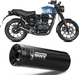 Tubo De Escape Con Homologación Acústica Hr-1 Acero Negro Carbono - Mivv Compatible Con Royal Enfield Hntr 350 (2022-2024)