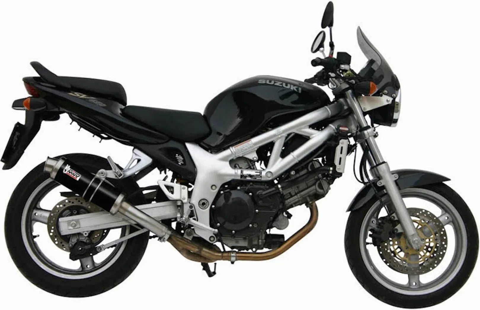 Tubo De Escape Con Homologación Acústica Gp Acero Negro - Mivv Compatible Con Suzuki Sv 650 (1999-2002)