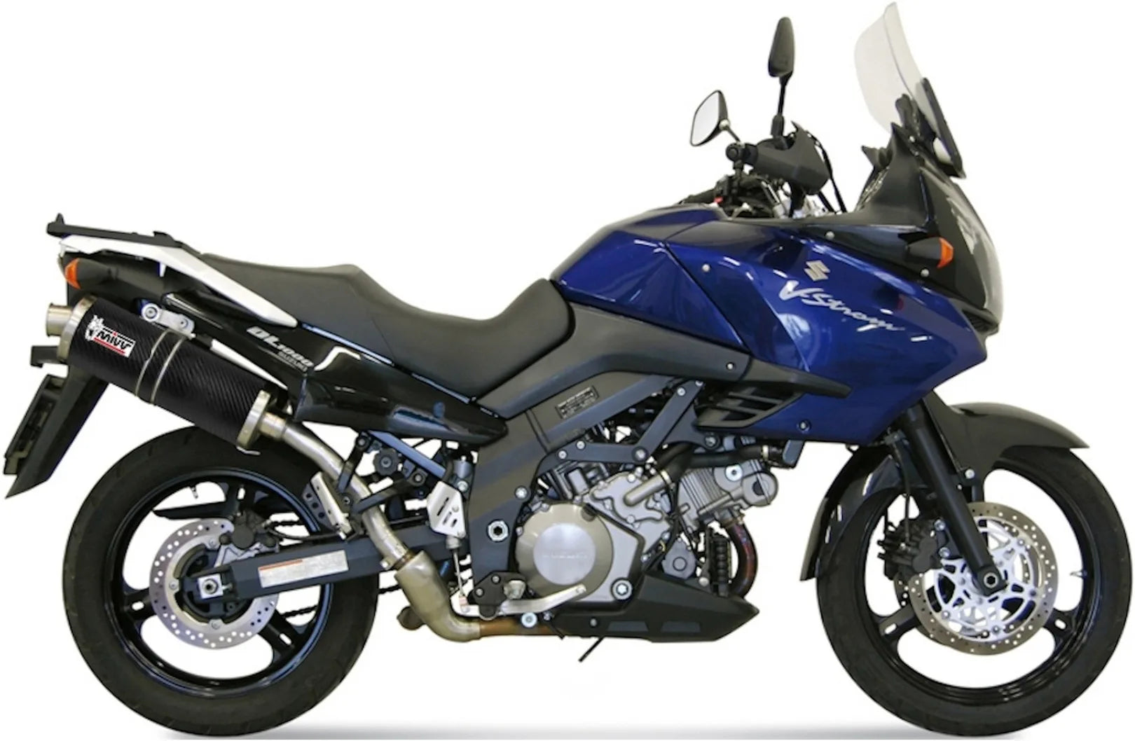 Escape Doble Con Homologación Acústica Oval Carbono - Mivv Compatible Con Suzuki Dl 1000 V-Strom (2002-2013)