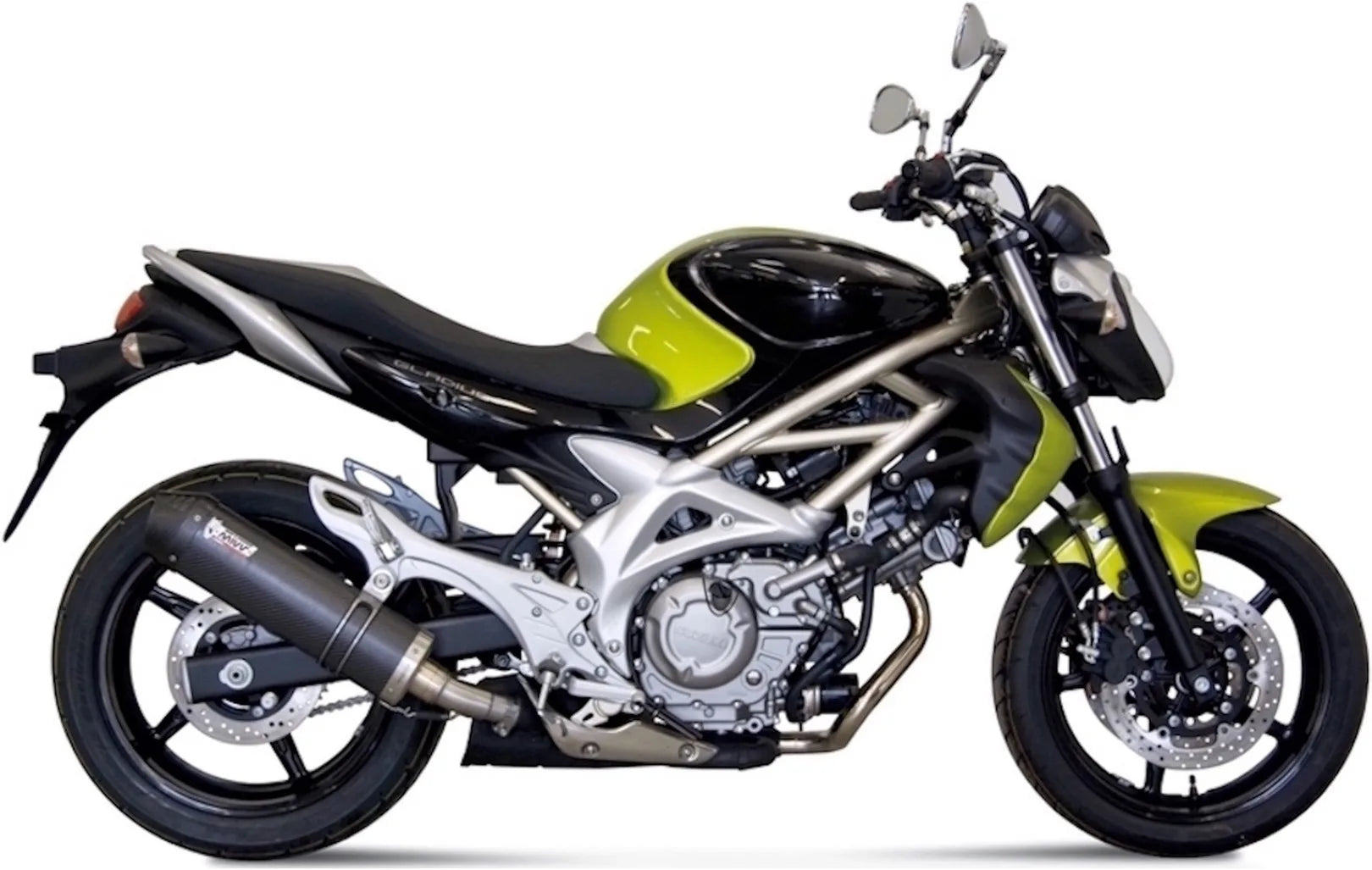 Tubo De Escape Con Homologación Acústica Oval Carbono Carbono - Mivv Compatible Con Suzuki Gladius (2009-2015)