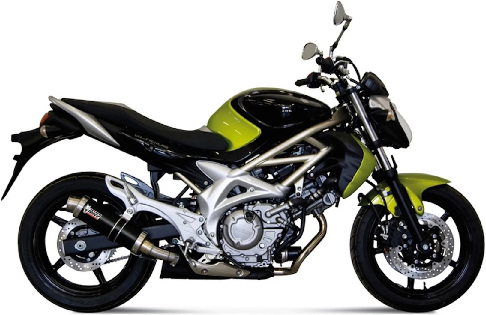 Tubo De Escape Con Homologación Acústica Gp Acero Negro - Mivv Compatible Con Suzuki Gladius (2009-2015)