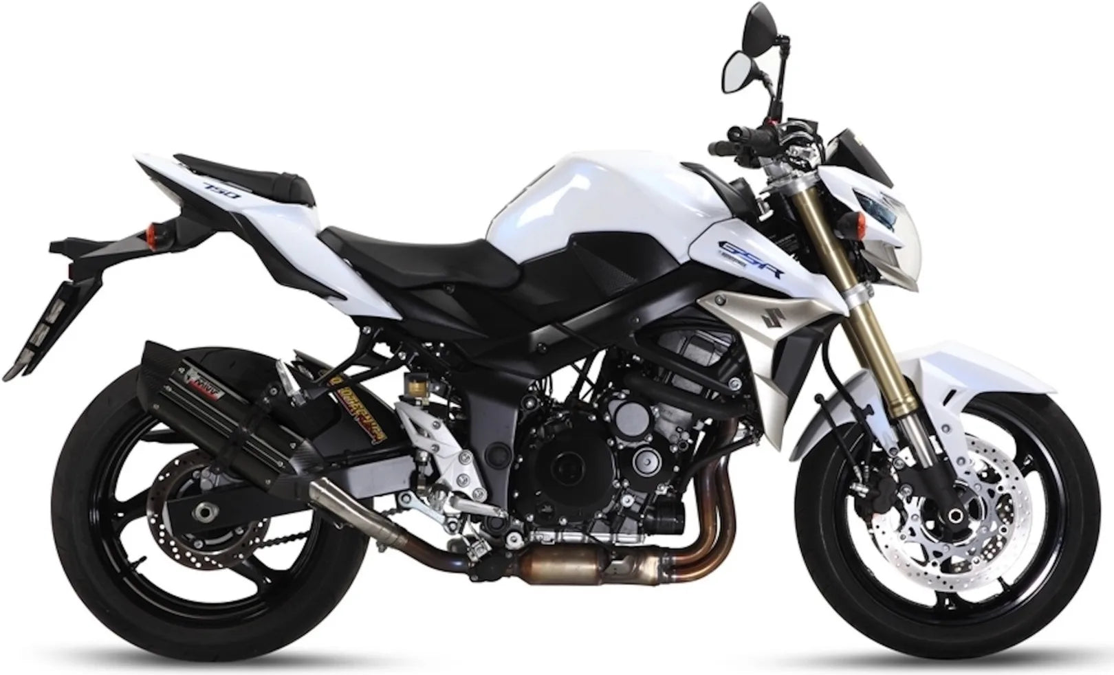 Tubo De Escape Con Homologación Acústica Suono Acero Negro Carbono - Mivv Compatible Con Suzuki Gsr 750 (2011-2016)