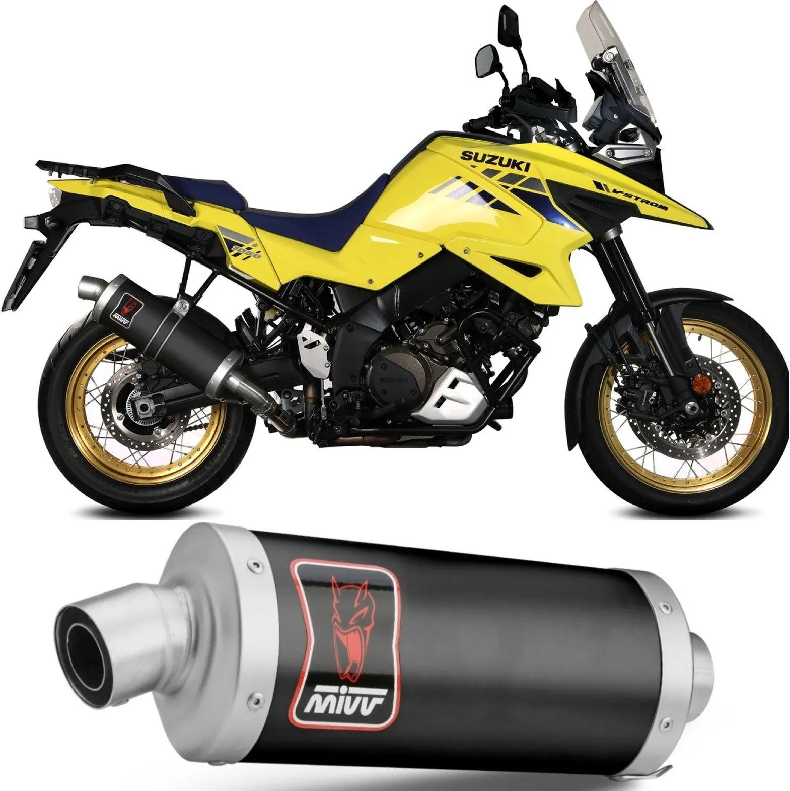 Tubo De Escape Con Homologación Acústica Dakar Acero Negro - Mivv Compatible Con Suzuki V-Strom 1000 (2014-2020)