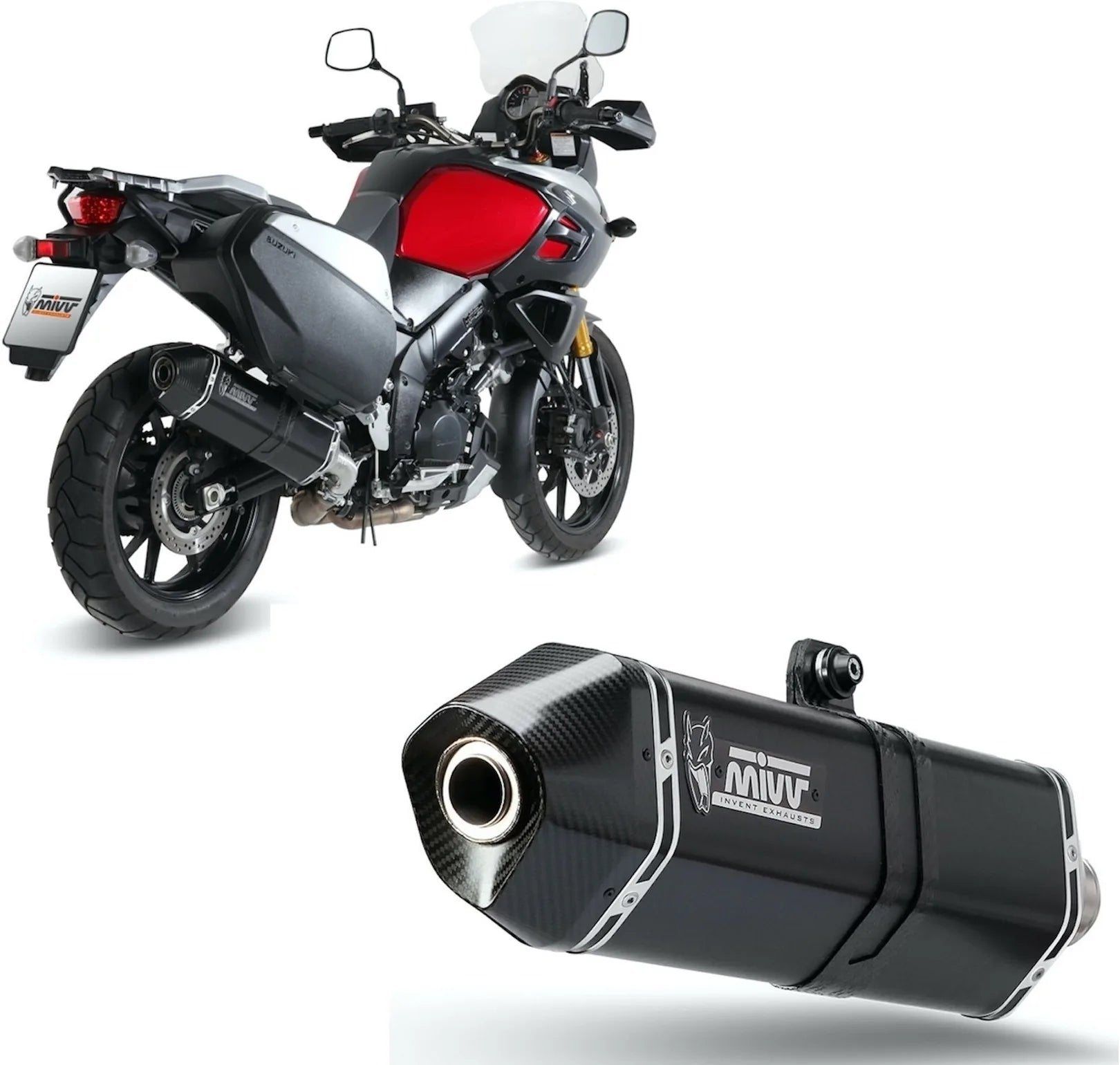 Tubo De Escape Con Homologación Acústica Speed Edge Acero Negro Carbono - Mivv Compatible Con Suzuki Dl 1050 V-Strom - Xt (2020-2024)