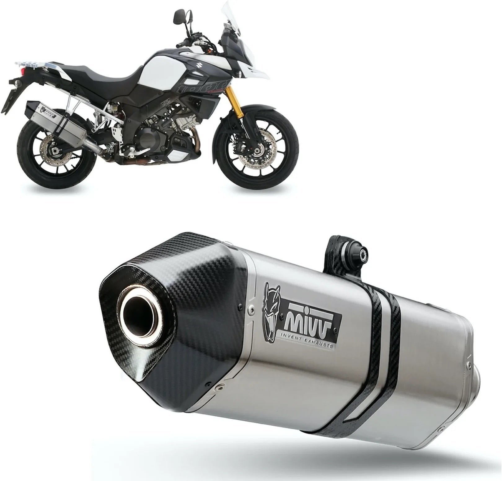 Tubo De Escape Con Homologación Acústica Speed Edge Acero Carbono - Mivv Compatible Con Suzuki Dl 1000 V-Strom (2014-2020)
