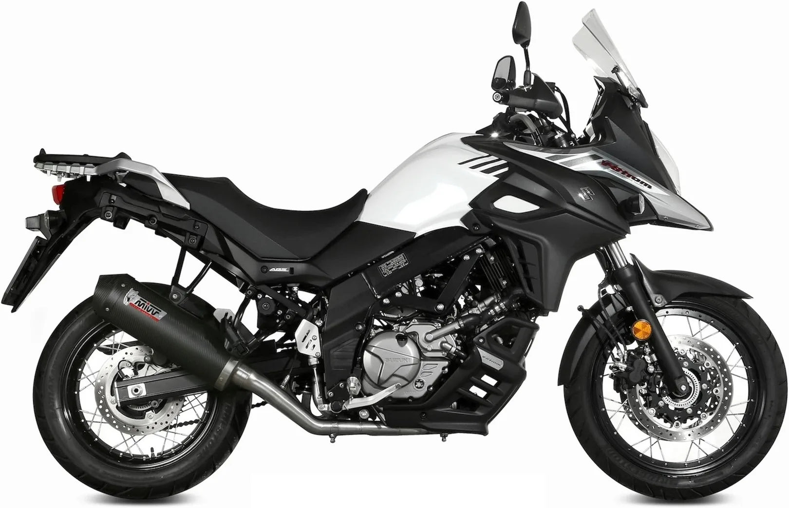 Tubo De Escape Sin Catalizador Y Con Homologación Acústica Oval Carbono Carbono - Mivv Compatible Con Suzuki Dl 650 V-Strom (2017-2024)