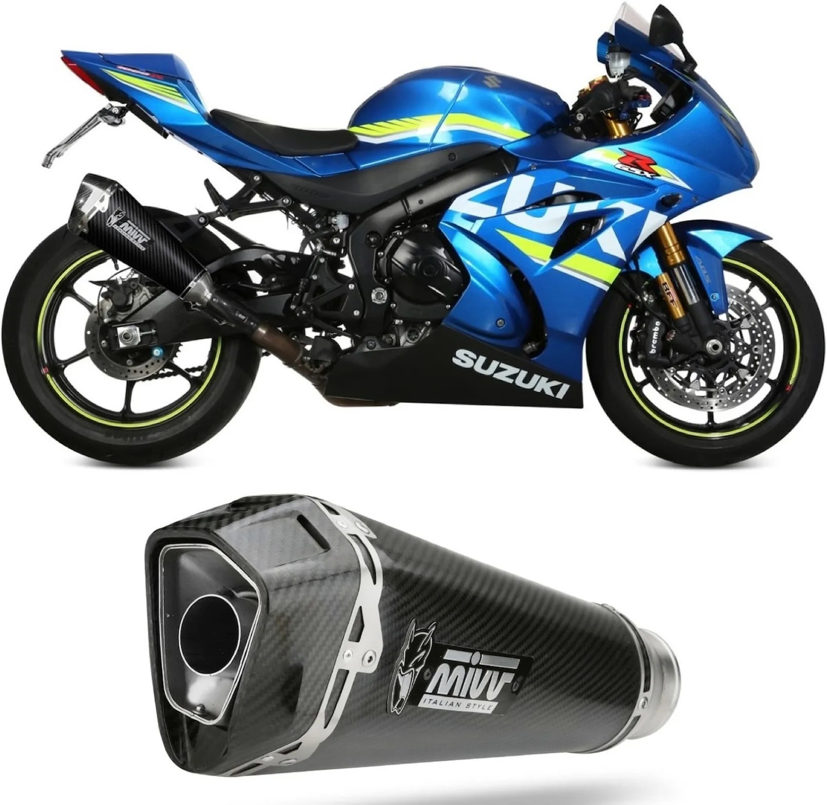 Tubo De Escape Con Homologación Acústica Delta Race Acero Negro Carbono - Mivv Compatible Con Suzuki Gsx-R 1000 (2017-2020)