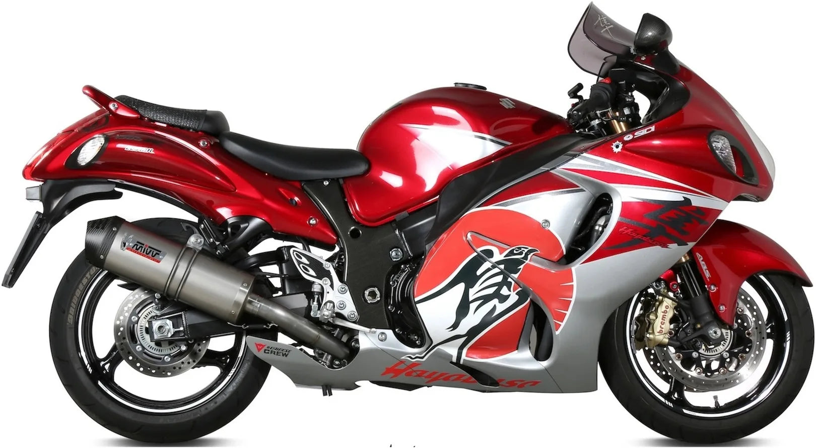 Escape Doble Con Homologación Acústica Oval Titano Carbono - Mivv Compatible Con Suzuki Gsx-R 1300 Hayabusa (2008-2017)