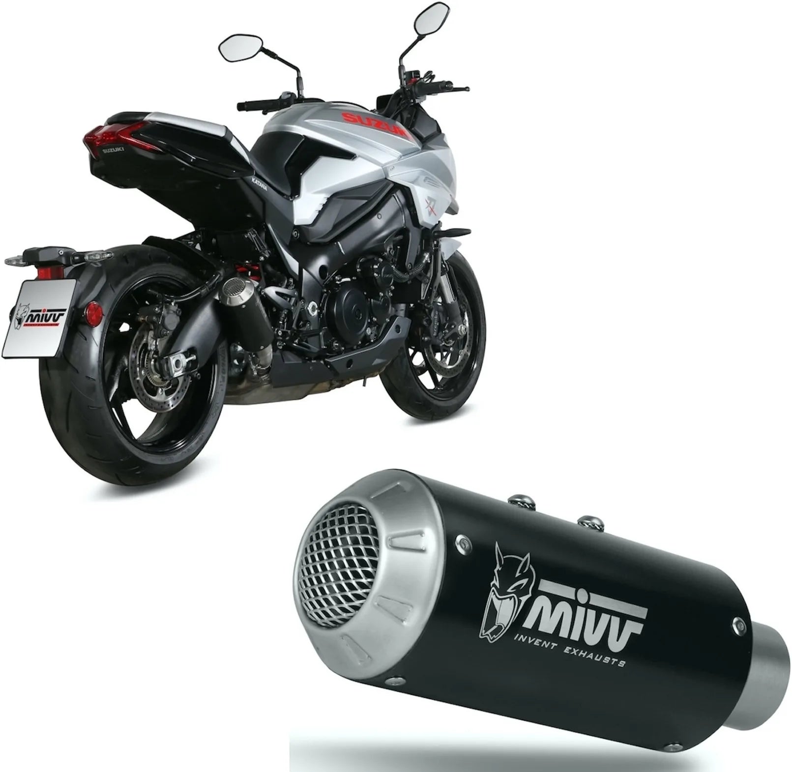 Tubo De Escape Con Homologación Acústica Mk3 Acero Negro - Mivv Compatible Con Suzuki Gsx-S 1000 Katana (2019-2024)