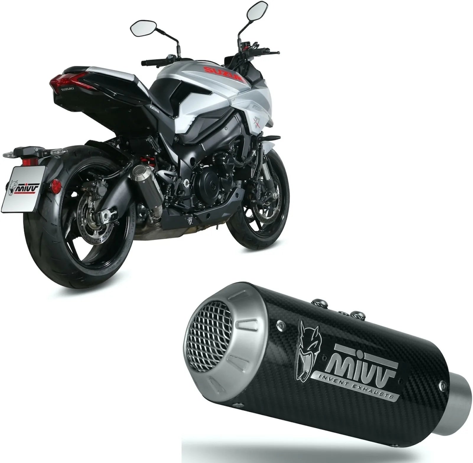 Tubo De Escape Con Homologación Acústica Mk3 Carbono - Mivv Compatible Con Suzuki Gsx-S 1000 Katana (2019-2024)
