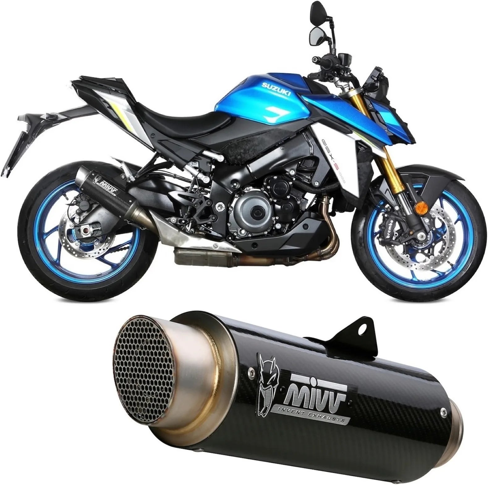 Tubo De Escape Con Homologación Acústica Gppro Carbono - Mivv Compatible Con Suzuki Gsx-S 950 (2021-2023)