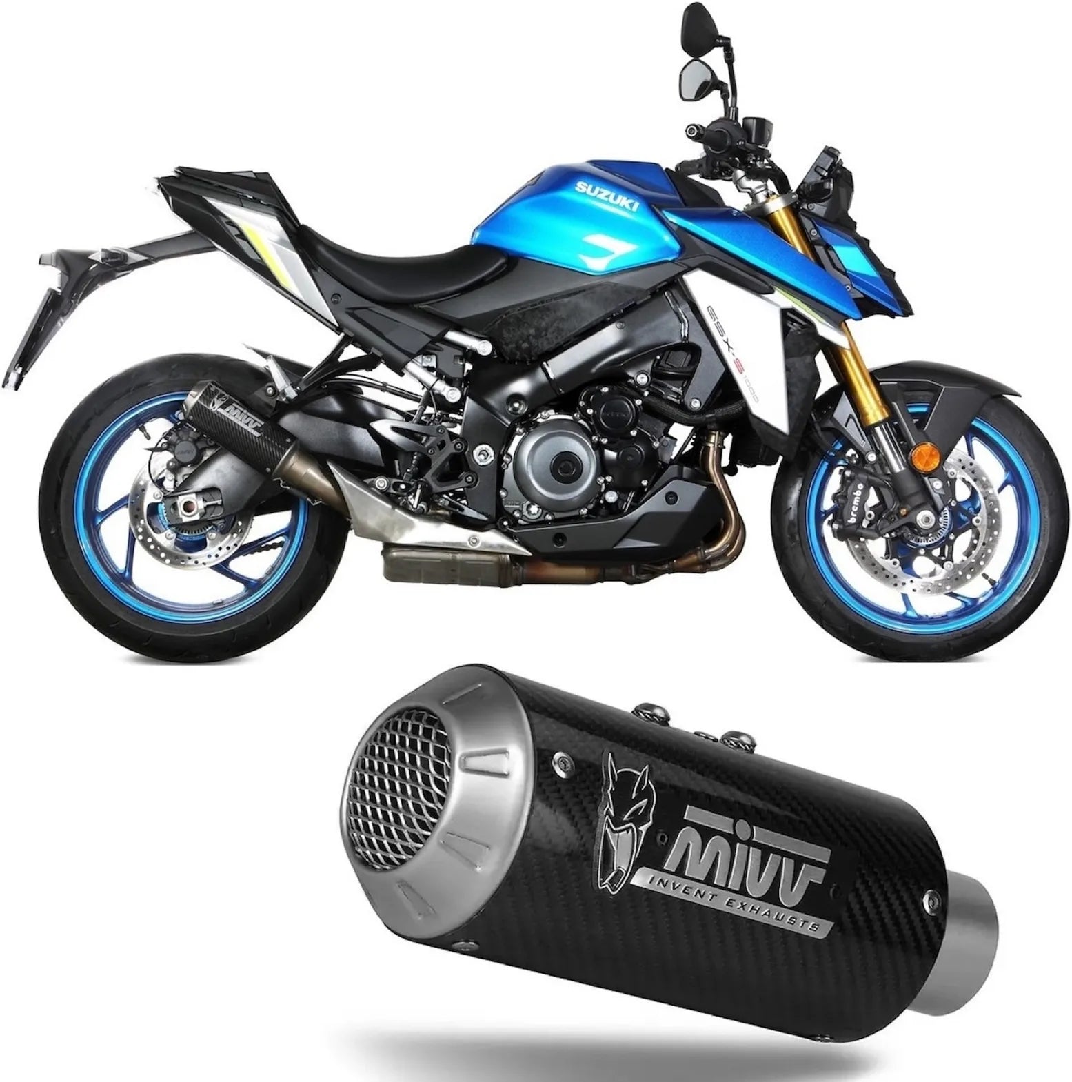 Tubo De Escape Con Homologación Acústica Mk3 Carbono - Mivv Compatible Con Suzuki Gsx-S 1000 (2021-2024)